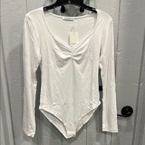 Mangopop White Long Sleeve Bodysuit NWT